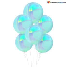 Светло-голубой переливающийся сферический фольгированный воздушный шар диаметром 55 см