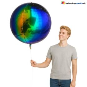 Riesenballon Iridescent Gelb Grün Blau Kugel runde 120cm Premium Folienballon