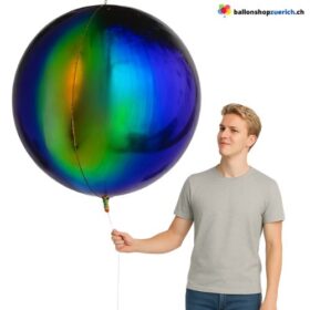 Riesenballon Iridescent Gelb Grün Blau Kugel runde 140cm Premium Folienballon