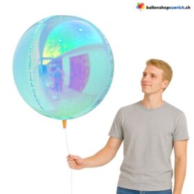 Riesenballon Iridescent Hellblau Kugel runde 120cm Premium Folienballon