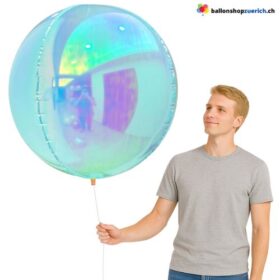 Riesenballon Iridescent Hellblau Kugel runde 140cm Premium Folienballon