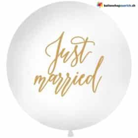 Riesenballon Just Married Weiss Gold