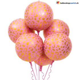 Rosa mit Gold-Leo-Muster Kugelrunde 55cm Heliumballons Premium für edle Deko Luftballon
