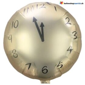Uhr Folienballon Fünf vor zwölf Champagnergold