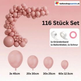 Ballongirlande Altrosa 116er Set