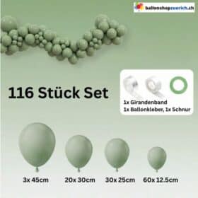 Ballongirlande Avocadogrün 116er Set