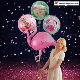 Flamingo Vogel Happy Birthday Folienballon Set Pink Rosa 4-teilig