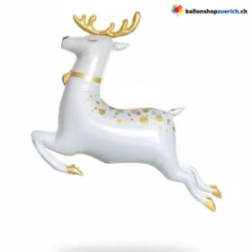 Folienballon Rentier Weiss Gold