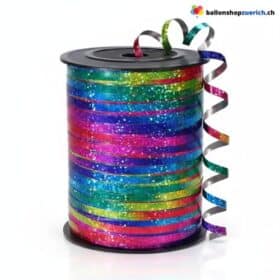 Geschenkband Regenbogen Glitzer Curlingband 250m