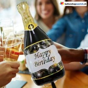 Happy Birthday Champagner Sekt Flasche Folienballon 103 cm