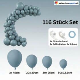 Nebelblau Ballongirlande Retro 116er Set