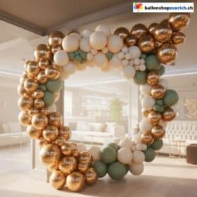 Salbei Grün Sandweiss Gold Chrome Ballongirlande 130er Set2