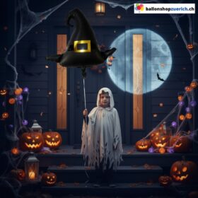 Schwarzer Hexenhut Folienballon Matt