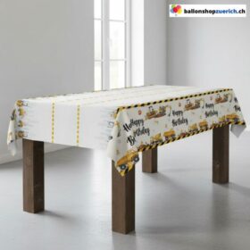 Tischdecke Baustelle Happy Birthday Bagger Traktor LKW Gelb Schwarz