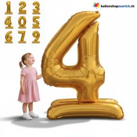 Folienballon Stand XXL Zahl Gold 155 cm Riesig & Exklusiv