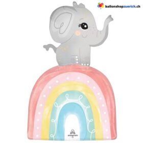 Grosser Folienballon Baby Elefant auf Regenbogen