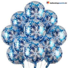Schneeflocke Folienballon Blau Winter Deko