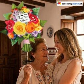 Folienballon Blumenstrauss Feliz Dia Mama Bunt