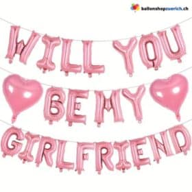Folienballon Girlande Will You Be My Girlfriend Pink 23-teilig