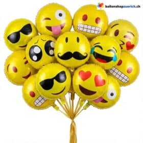 Набор фольгированных воздушных шаров с изображением смайликов (12 штук, диаметр 45 см)