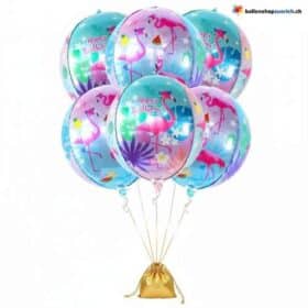 Happy Birthday Flamingo Folienballon Kugelrund 55 cm