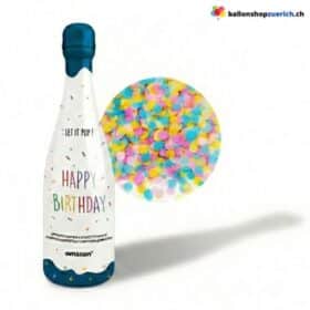 Happy Birthday Konfetti Kanone Champagnerflasche Bunt