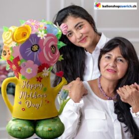 Happy Mothers Day Giesskanne Folienballon Stehend 125 cm Blumen Muttertag