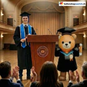 Riesen Folienballon Bär Graduation Abschluss XXL Stehend