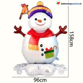 Schneemann Folienballon XXL Stehend 158 cm Winter Deko