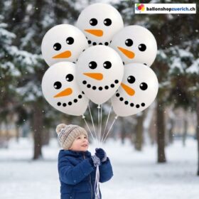 Schneemann Gesicht Latexballon Weiss 6er Set