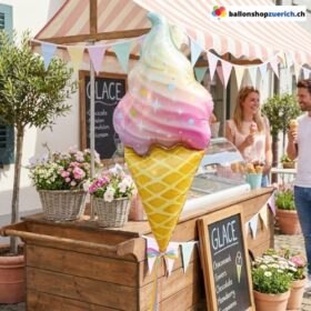 XL Folienballon Glace Cornet Regenbogen 95 cm