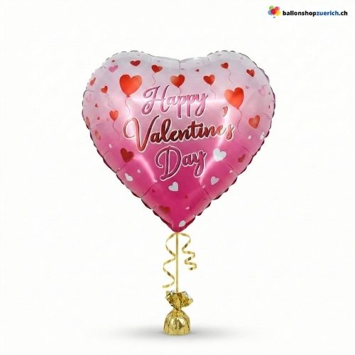 Happy Valentine's Day Herz Ballon Pink Farbverlauf