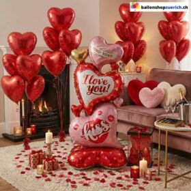 I Love You Kiss XOXO Standballon Rot Pink 150 cm