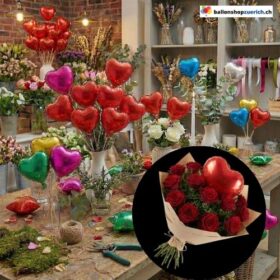 Stern oder Herz Mini Folienballon Stern Herz Stab