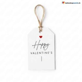 Geschenkanhänger Happy Valentine's Herz Weiss Papier inkl. Juteband