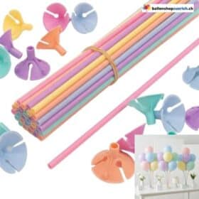Macaron Ballonhalter Pastell Multicolor 20er-Set