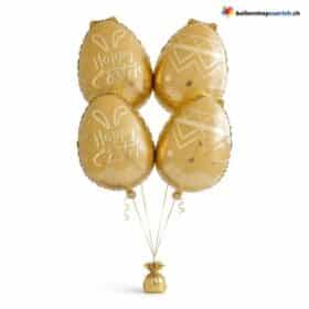 Osterhase Ei Ballon Gold Happy Easter 4er-Set