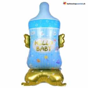 Babyflasche Standballon Blau Hello Baby