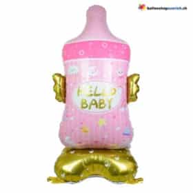 Babyflasche Standballon Pink Hello Baby