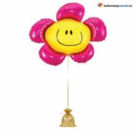 Blume Smiley Folienballon Pink Gelb