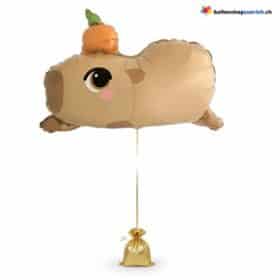 Capybara Folienballon Braun mit Orange