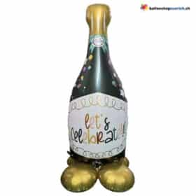 Champagner Standballon Let’s Celebrate Schwarz