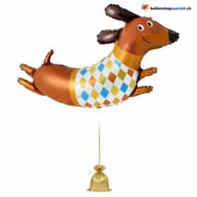 Dackel Folienballon mit Pulli XL Bunt