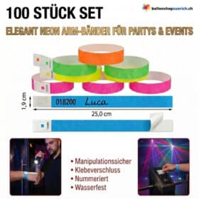 Eintrittsbänder Kontrollbänder Neon 100 Stück