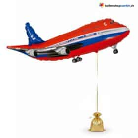 Flugzeug Folienballon Rot Blau Jet