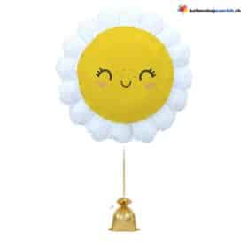 Gänseblümchen Baby Smiley Folienballon Weiss Gelb