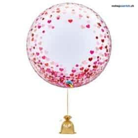 Herz Konfetti Deco Bubble Ballon Qualatex