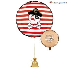 Piraten Folienballon Hip Hip Ahoy Rot Weiss