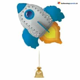 Rakete Ballon Blau Weiss Figur XL Space