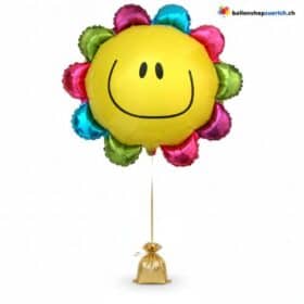 Regenbogen Blume Smiley Folienballon Bunt